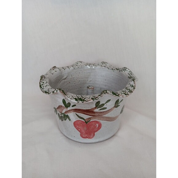 Owens Pottery Apple Cooking Bowl Gray Green Stamped Seagrove NC - Picture 1 of 8